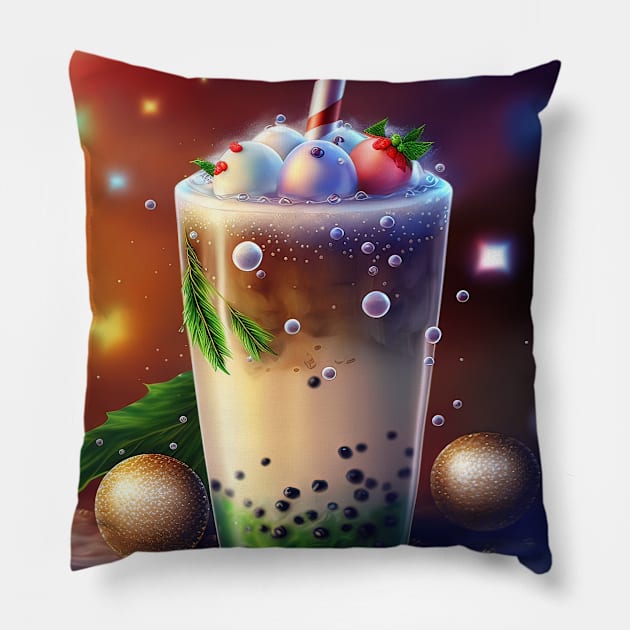 Christmas Bubble tea Pillow by Art8085