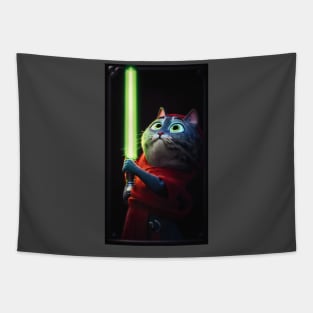 Fun Cat Print ~ AI Art ~ Fantasy Cat ~ Sci-fi Cat ~ Cats with Lightsabers Tapestry