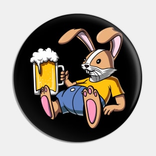 Rabbit Beer Drinking Party Funny Bunny Pin