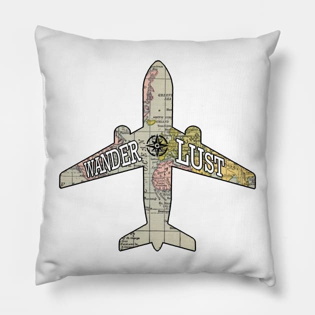 Wanderlust Airplane Pillow by AbundanceSeed