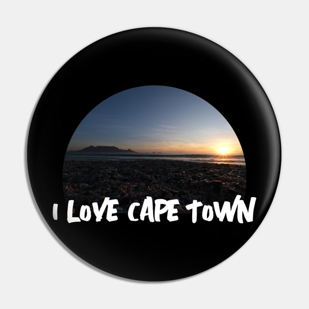 I Love Cape Town Table Mountain Sunset Pin by PathblazerStudios