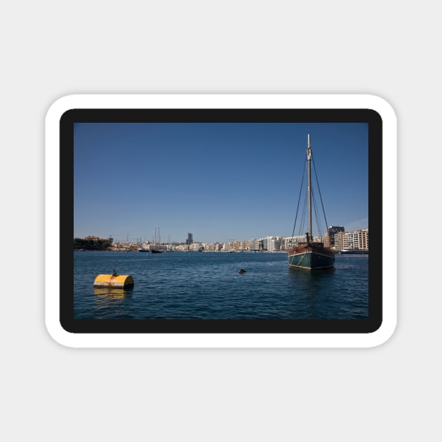 Tall Ship at Sliema, Malta Magnet by Violaman