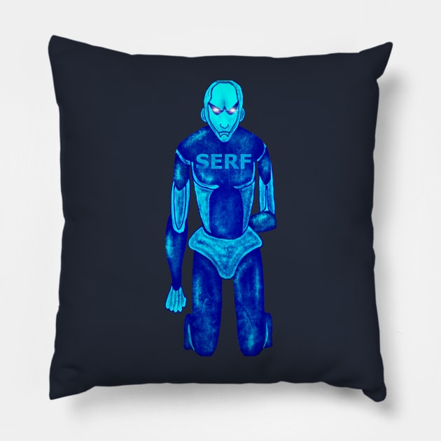 Futuristic Dystopian Sci-Fi AI Robotic Cyborg Transhuman Artwork Pillow by DMcK Designs