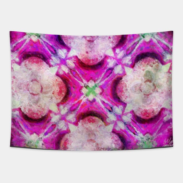 Tea cups and Teaspoons Kaleidoscope Abstract Impressionist Painting Tapestry by BonBonBunny