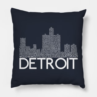 Detroit Skyline Word Art Print Pillow