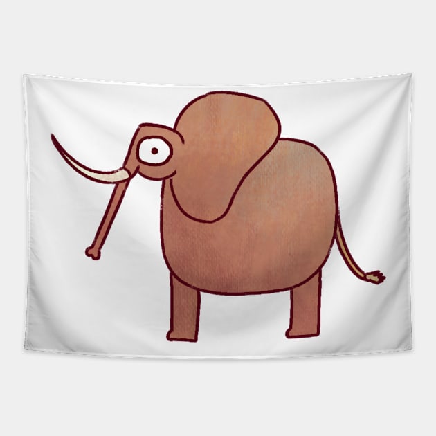 Brown elephant drawing Tapestry by Oranges