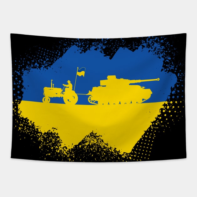 Ukraine Tractor Freedom Tapestry by Alema Art