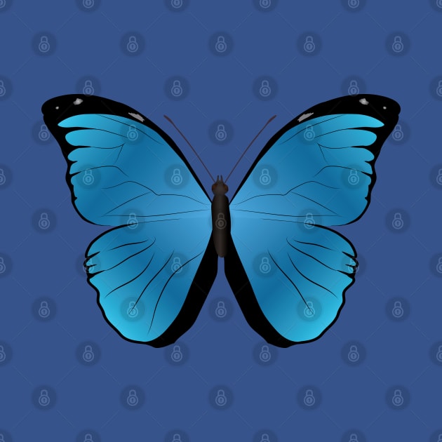 Morpho menelaus blue butterfly by Bwiselizzy