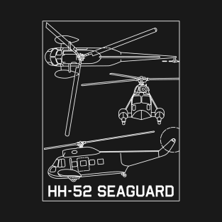 HH-52 Seaguard American Amphibious Helicopter Blueprint Diagram Gift T-Shirt