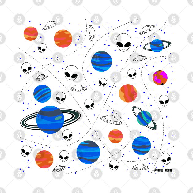 galaxy stream ecopop with alien and planets art by jorge_lebeau