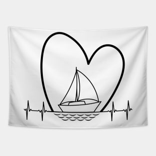 Sailing - Heart & Sailboat - Light Prods Tapestry