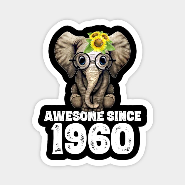 Awesome since 1960 60 Years Old Bday Gift 60th Birthday Magnet by DoorTees