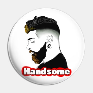 Handsome bearded man Pin