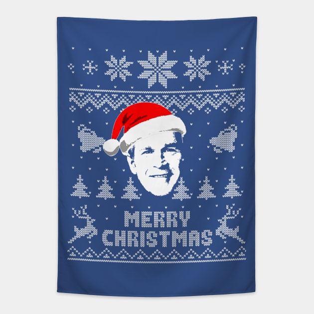 George Bush Merry Christmas Tapestry by Nerd_art