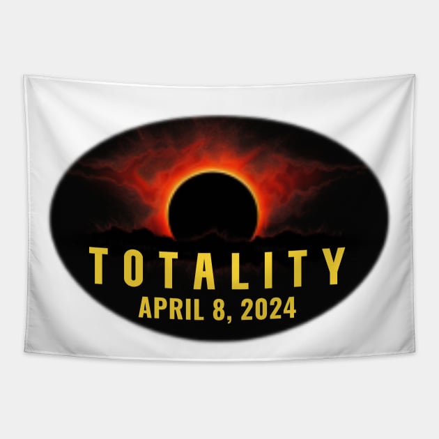 April 8 2024 totality Sun Eclipse Solar Moon Tapestry by Little Duck Designs