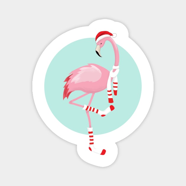 Christmas Cute Pink Flamingo Magnet by in_pictures