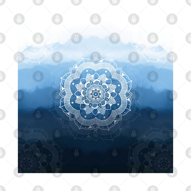 Blue Watercolor Ombre Mandala by designminds1
