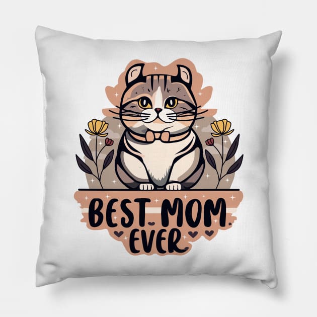 American Curl Cat Best Mom Ever Pillow by fantastico.studio