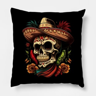 Skull with hat Pillow