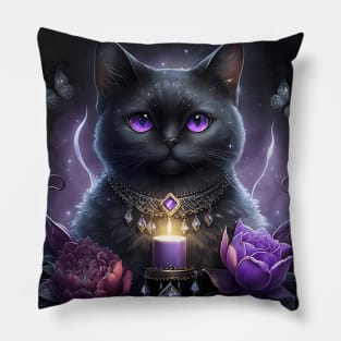 Ritualistic Black British Shorthair Pillow