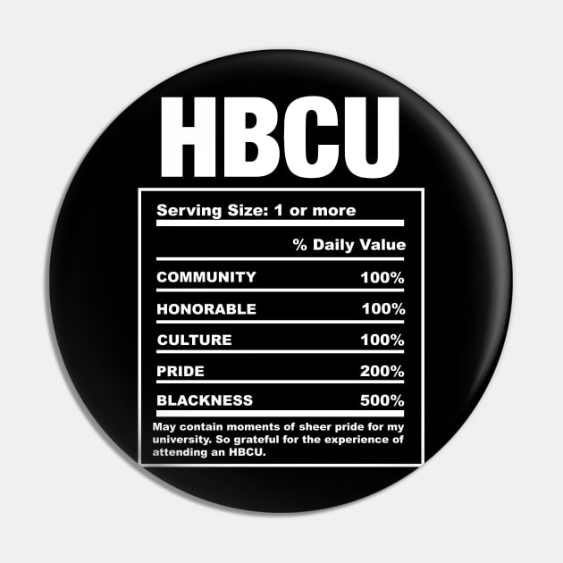 HBCU Nutrition Facts Funny Pin by blackartmattersshop