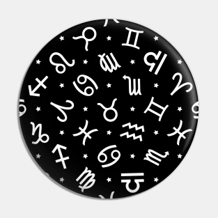 Pattern Set Zodiac Sign Horoscope Astrology Symbol Black and White Pin