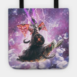 Lazer Warrior Space Cat Riding Turtle With Pizza Tote