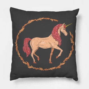 The last unicorn in a floral wreath Pillow