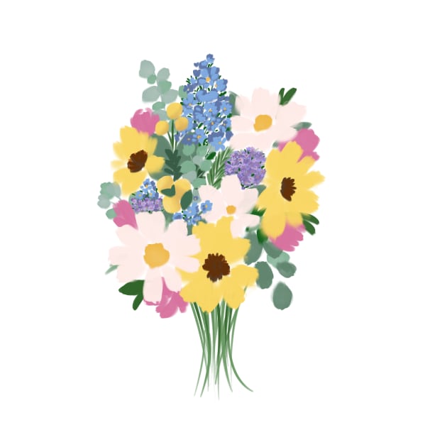 Abstract Wild Flower Bouquet Illustration by gusstvaraonica