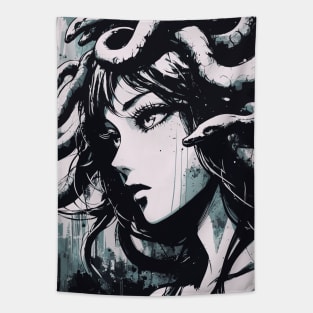 Medusa ink portrait Tapestry