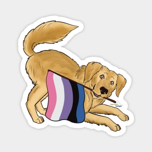 Pride Doggos: Genderfluid Golden Retriever Magnet