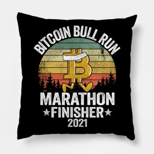 Bitcoin Bull Run Marathon Finisher 2021 BTC Gift Vintage Cryptocurrency Pillow