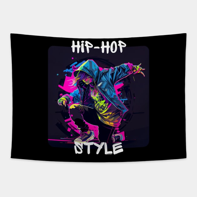 Woman In Graffiti Look Dancing Hip Hop In Disco Tapestry by PD-Store