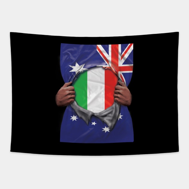 Italy Flag Australian Flag Ripped - Gift for Italian From Italy Tapestry by Country Flags