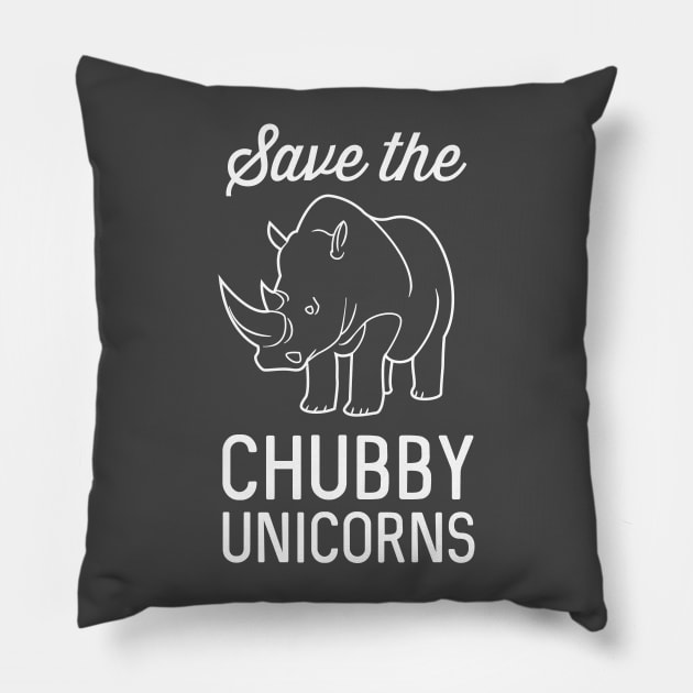 Save the Chubby Unicorns (Rhinos) Pillow by Portals