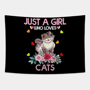 Cat  For  Girls Kids, Just A Girl Who Loves Cats Tapestry