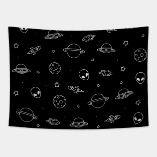 GALAXY ALIEN UFO OUTER SPACE PATTERN Tapestry