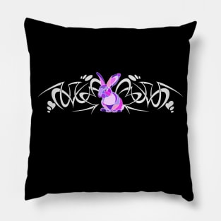 Cubism bunny with tribal band Pillow