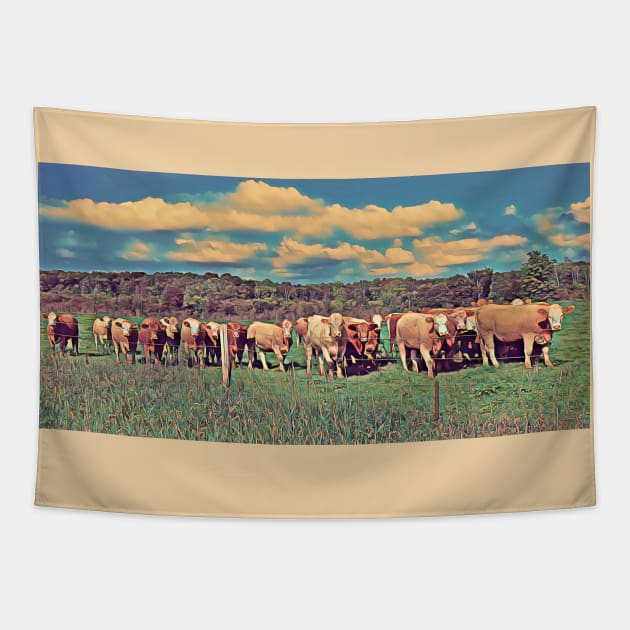 Colourful Cows No.1 Tapestry by MaryLinH