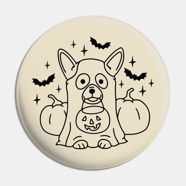 Cute Dog Ghost Pin by uncommontee