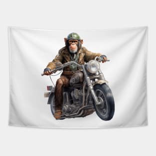 Monkey Biker Retro Motorcycle Tapestry