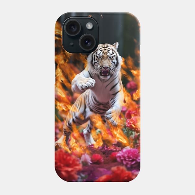 Floral Inferno Tiger 2 Phone Case by Shibuz4.art