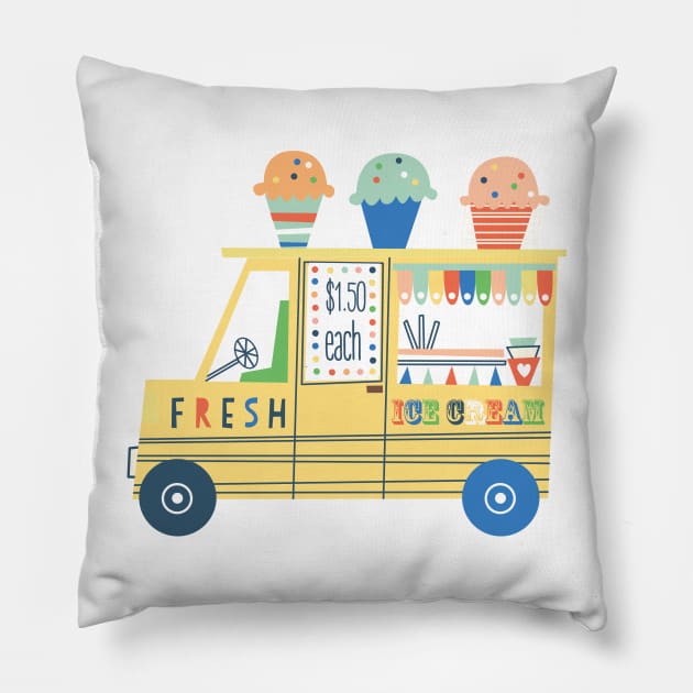 Ice Cream Truck 01 Pillow by shinyorangedreams