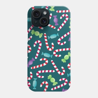 Candy Cane and Sweets -Petrol Green Phone Case