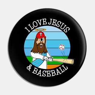 I Love Jesus and Baseball Pin