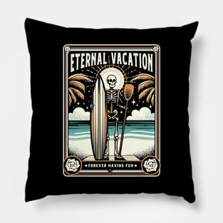 Forever Vacation Funny Skeleton by Tobe Fonseca Pillow