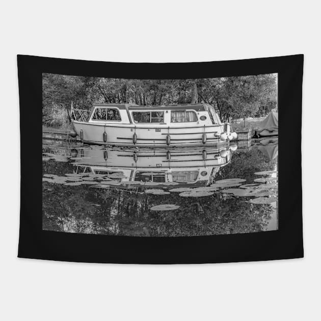 Pleasure boat on the Norfolk Broads Tapestry by yackers1