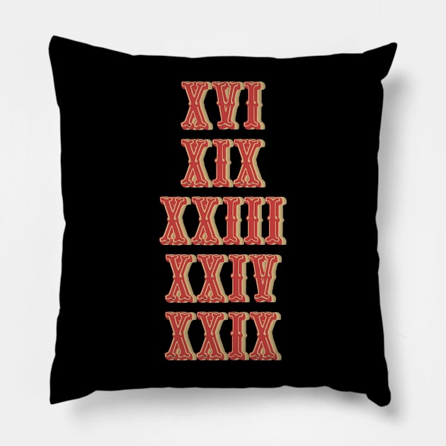 San Fransisco 49ers Super Bowl Rings Vintage Pillow by TheRelaxedWolf