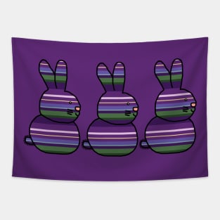 Easter Bunny likes Three Bunnies Lavender Stripes Tapestry