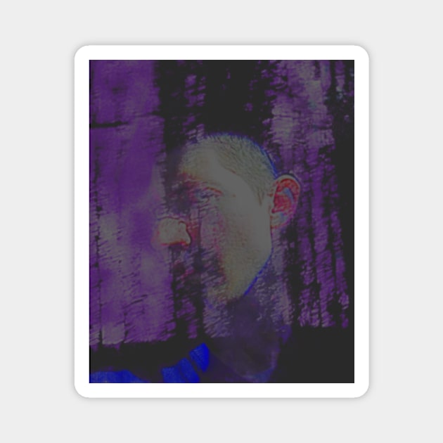 Portrait, digital collage and special processing. Masterpiece. Man looking to car window, reflection. Dim. To exist. Magnet by 234TeeUser234